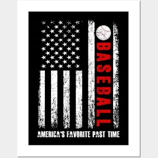 USA American Flag Vintage Baseball Posters and Art